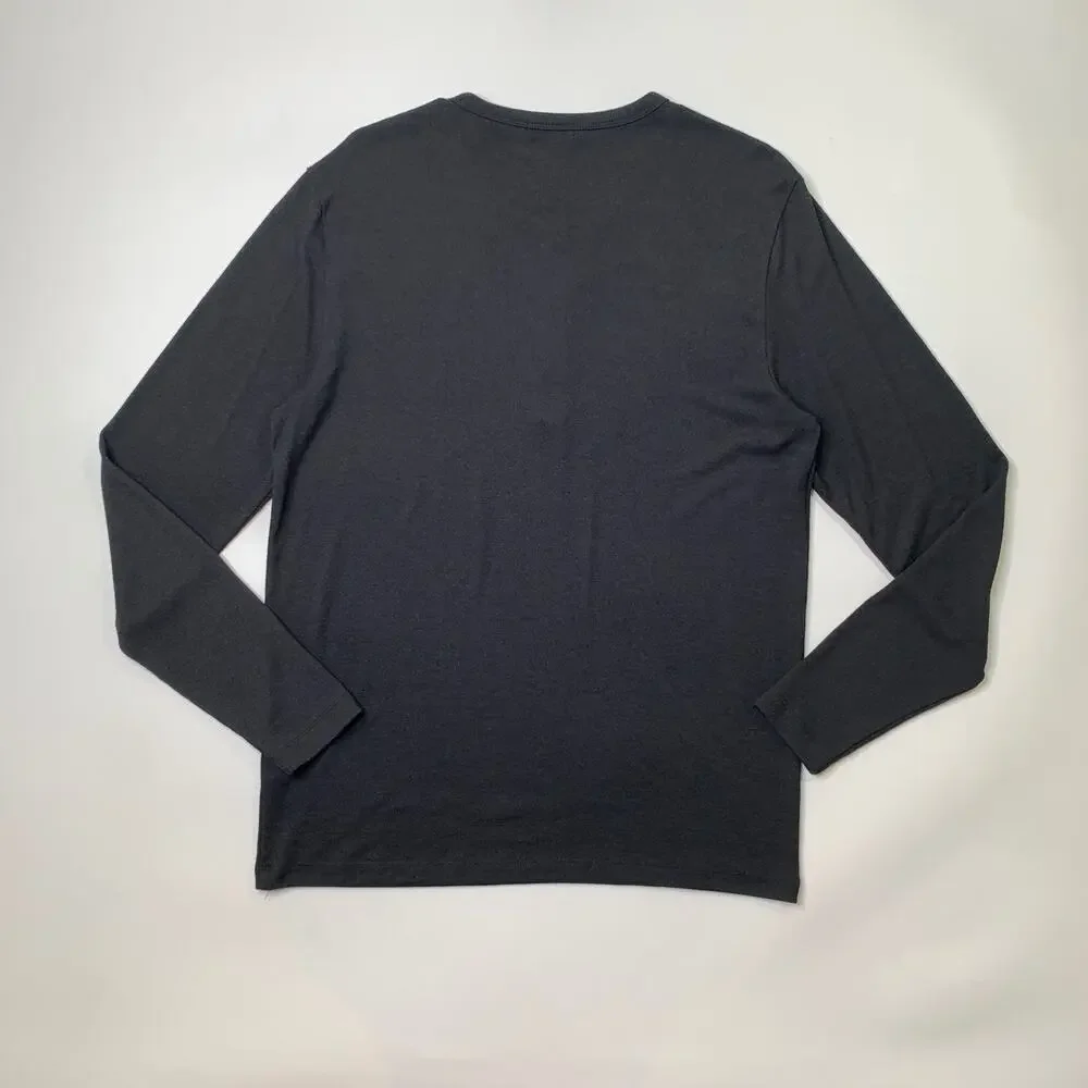 Theory Shirt Men XL Slim Fit Charcoal Long Sleeve Snap Button Henley Lightweight